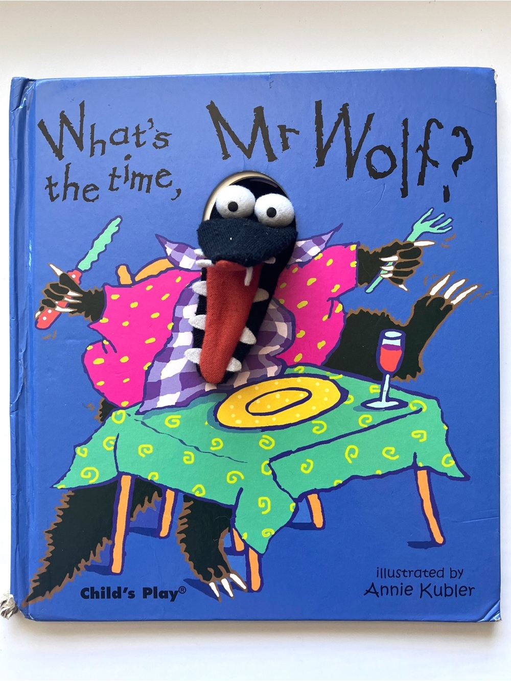 📚5/$10📚 What’s the Time Mr Wolf Finger Puppet Board Book Annie Kubler